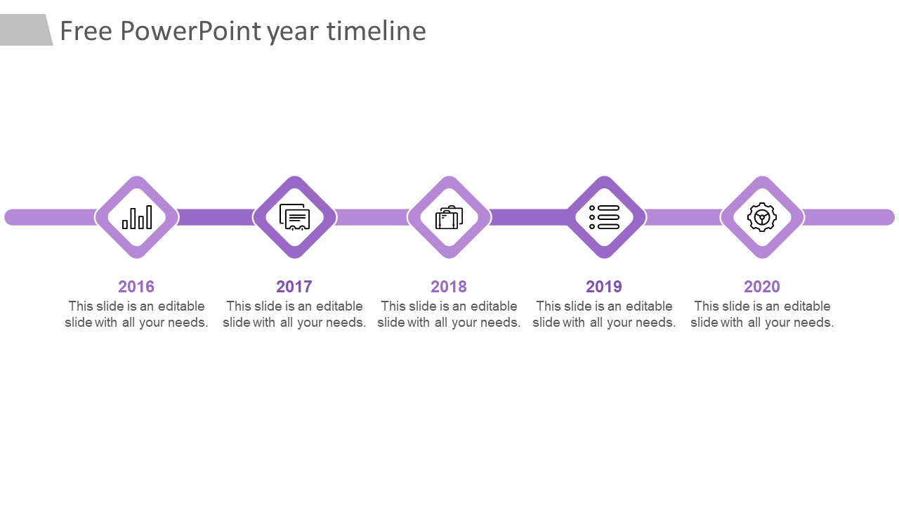 Free powerpoint year timeline-5-purple